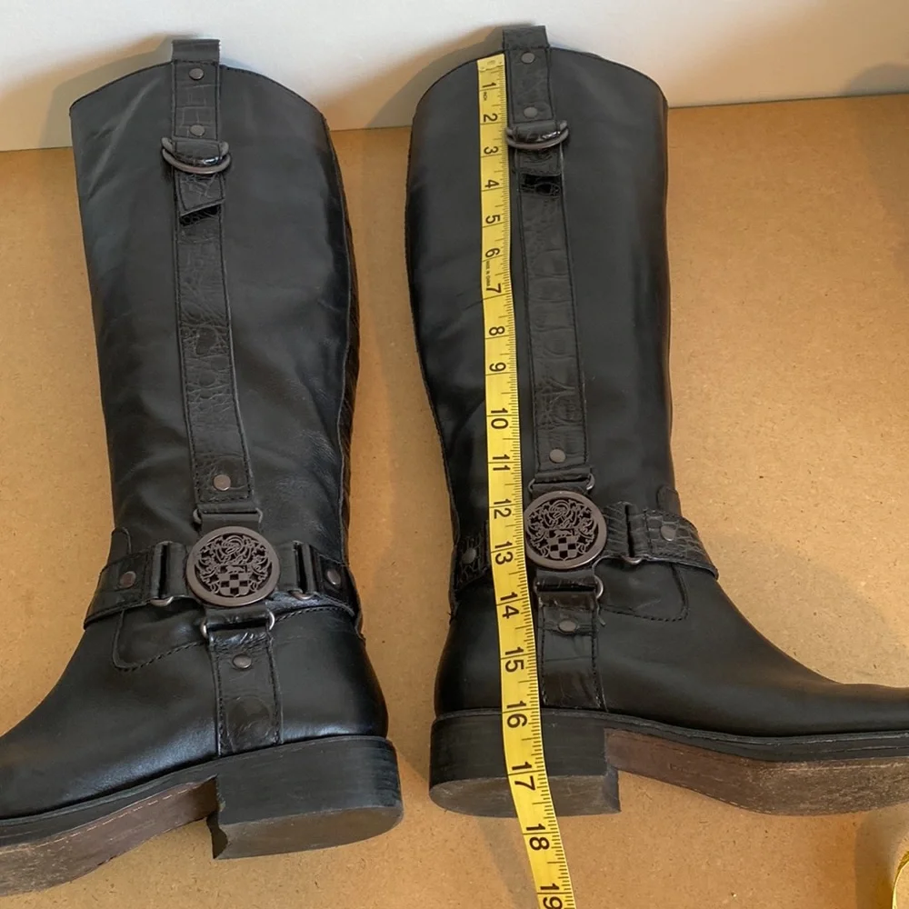 Vince Camuto Fantastic Tall Black Leather Riding Boots. Size 6.5/EU36.5 - Picture 5 of 10